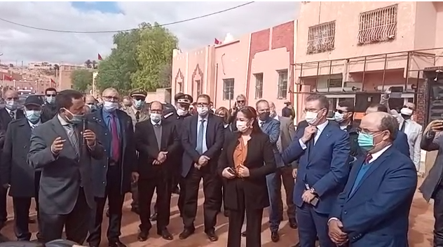 بوشارب تتفقد مشروع ترميم قصر آيت الحاج علي إحرطان وقيسارية “زنقة العيالات” بتنغير + فيديو